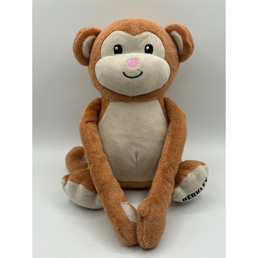Personal Creations Berkley Brown Plush Monkey Stuffed Animal Pink Heart Nose